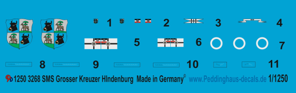 Peddinghaus-Decals 1:1250 3268 SMS Great cruiser Hindenburg