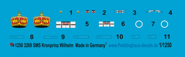 Peddinghaus-Decals 1:1250 3269 SMS Kronprinz Wilhelm