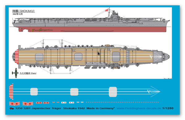 Peddinghaus-Decals 1:1250 3281 Japonese Carrier Shokaku