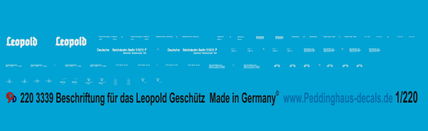 Peddinghaus-Decals  1:220 3339 gauge Z markings for the Leopold Railway gun