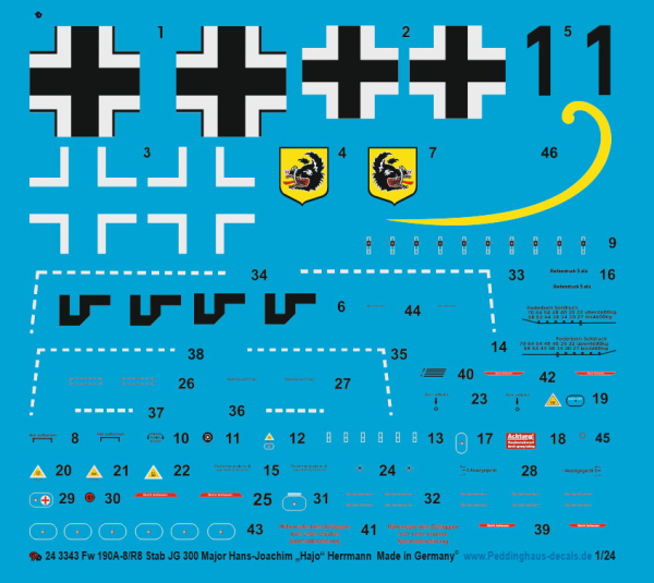 Peddinghaus 1/24 3343  Fw 190 A8/R8 Stab JG 300 Major Hans-Joachim "Hajo" Herrmann