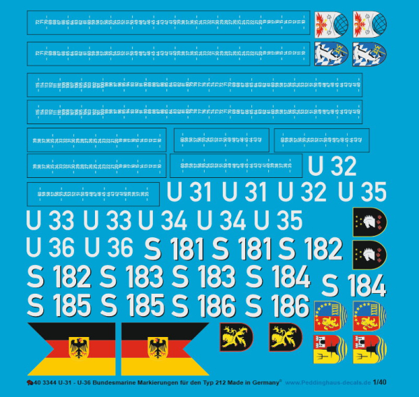 Peddinghaus 1/40 Bundesmarine U-31-U36 Markierungen