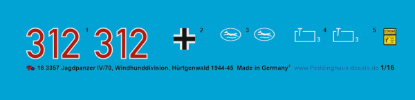 Peddinghaus-Decals 1:16  3357 Jagdpanzer IV /70 of the Windhunddivision Battle in the Hürtgenwald 1944-45