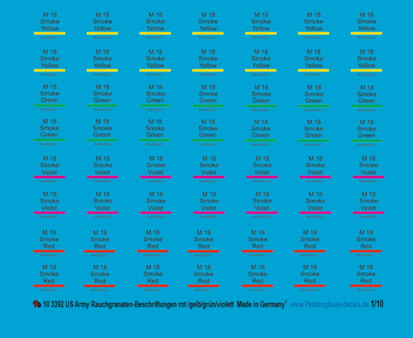 Peddinghaus-Decals 1:10 3392 US Army Rauchgranaten Beschriftungen