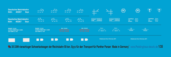 Peddinghaus-Decals 1:35 3399 fourachsel heavy duty flated for Panther tank transport