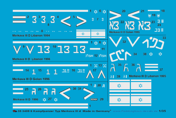 Peddinghaus-Decals 1:35 3409 6 Battletanks Typ Merkava III D