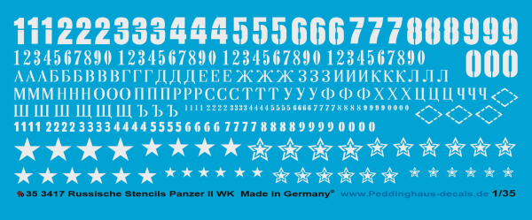Peddinghaus-Decals 1:35 3417 Russian tank stencils II. WK in withe