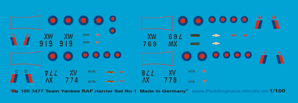 Peddinghaus-Decals 1/100 3477 Team Yankee 4 Harrier Set No 1