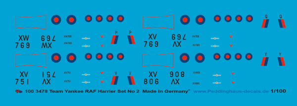 Peddinghaus-Decals 1/100 3478 Team Yankee 4 Harrier Set No 2