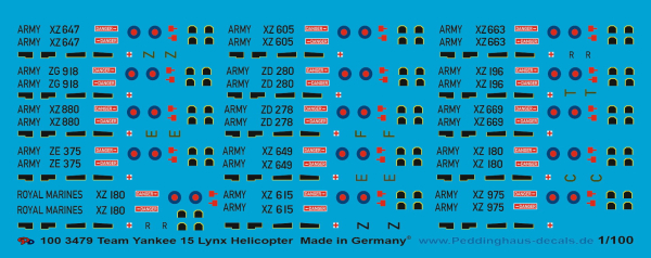Peddinghaus-Decals 1/100 3479 Team Yankee 15 Lynx Helicopter