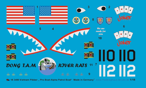 Peddinghaus-decals 1:18 3480 Vietnam Pibber " Pro Boat Alpha Patrol Boat"