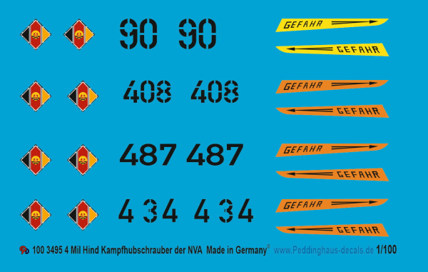 Peddinghaus-Decals 1/100 3495 4 Mil Hind Kampfhubschrauber der NVA