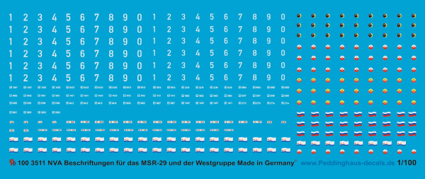 Peddinghaus-Decals 1/100 3511 Team Yankee NVA markings  for the MSR-29 and vehicles of the russian Westgroup