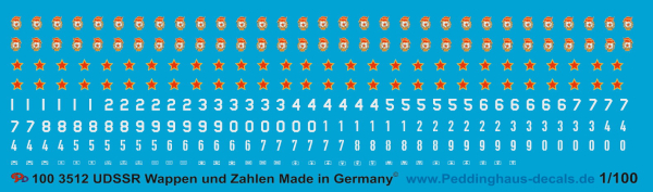 Peddinghaus-Decals 1/100 3512 TEam Yankee UDSSR Wappen und Zahlen cold war