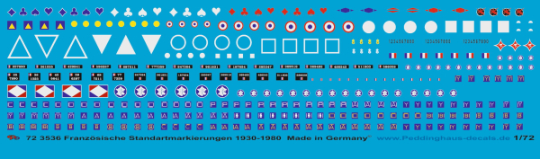 Peddinghaus-Decals 1:72 3536 Französische Standart Markierungen 1930-1980