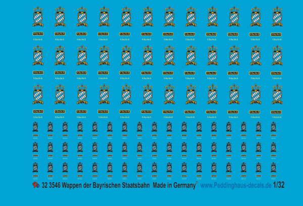 Peddinghaus-Decals 1:32 3546 Wappen der Bayrischen Staatsbahn verschiedene Größen