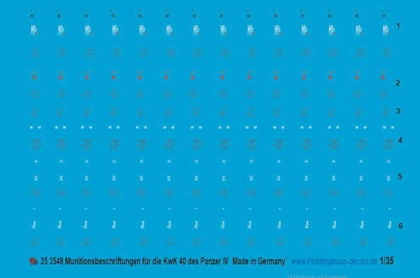 Peddinghaus-Decals 1:35  3548  Munitionsbeschriftungen für den Panzer IV KwK 40