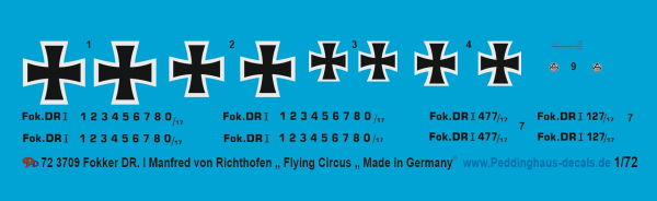 Peddinghaus-Decals 1/72 3708 Fokker Dr. I Manfred von Richthofen " Flying Circus"