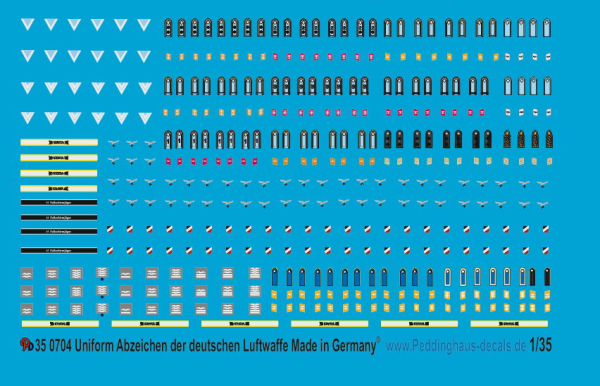 Peddinghaus-Decals 1:35  0704  Uniformabzeichen Luftwaffe-Flak-Fallschirmjäger