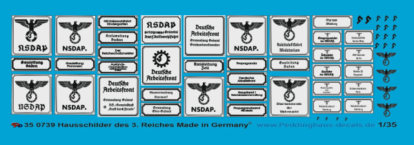 Peddinghaus-Decals 1:35  0739  Houseplates of NSDAP organisations