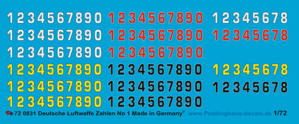 Peddinghaus-Decals 1:144 0832 German airforce numbers No 1
