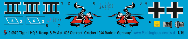 Peddinghaus-Decals 1:16 0979 3. Komp. Schw. Heeres Panzer Abt. 505 Ostfront 1944