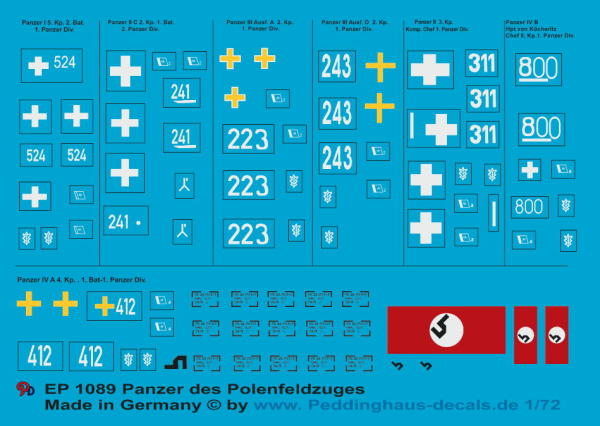 Peddinghaus-Decals 1:72 1089  Panzer des Polenfeldzuges
