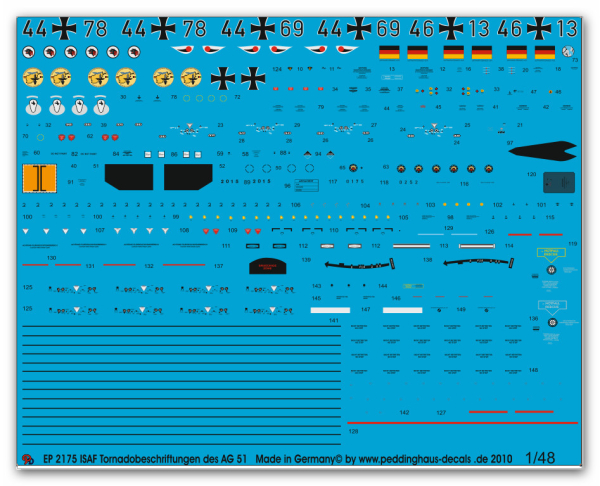 Peddinghaus-Decals 1:48 2175 ISAF Torndao markings for 3 planes AG 51