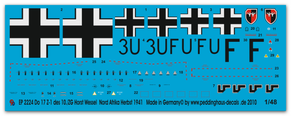 Peddinghaus-Decals 1:48 2224 Do 17 Z-1 des 10./ZG 26 Horst Wessel Lybien Herbst 1941