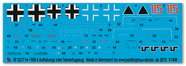 Peddinghaus-Decals 1:48 2237 Fw 190S-5 Trainer oder Aufklärungsflugzeug