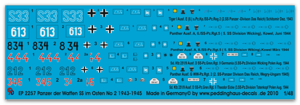 Peddinghaus-Decals 1/48 2257 Tanks of the Waffen SS in Russia No 2 1943-45