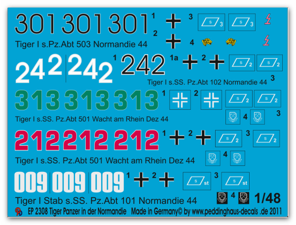 Peddinghaus-Decals 1/48 2308 Tiger tanks  in the Normandy