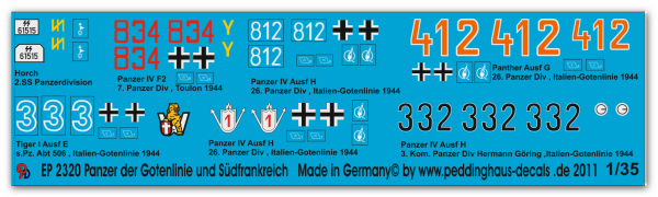 Peddinghaus-Decals 1:35 2320 Deutsche Panzer der Gotenlinie