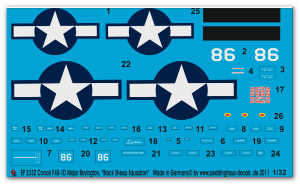 Peddinghaus 1/32 2332  Corsair F4U-1D Major Boyington "Black Sheep Squadron"