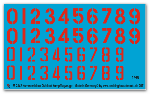 Peddinghaus-Decals 1:48 2342 Nummern Ostblock Kampfflugzeuge