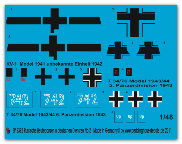 Peddinghaus-Decals 1:48 2392 Russische Beutepanzer in deutschen Diensten No 2