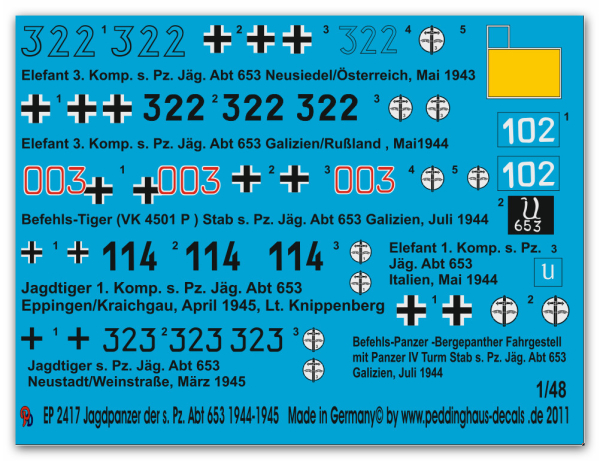 Peddinghaus-Decals 1:48 2417 Huntingtanks of the s.Pz. Abt 653 1944-1945