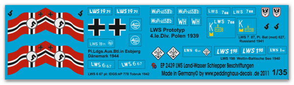 Peddinghaus-Decals 1:35 2439 LWS Land Wasser Schlepper