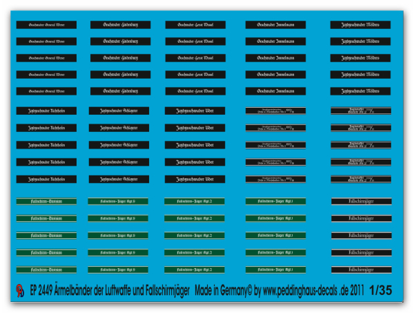 Peddinghaus-Decals 1:35  2449  Ärmelbänder der Luftwaffe und Fallschirmjäger