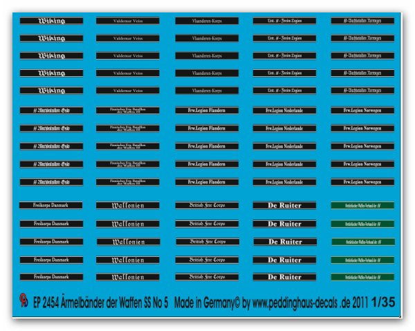 Peddinghaus-Decals 1:35  2454  Cuff titles of the Waffen SS No 5