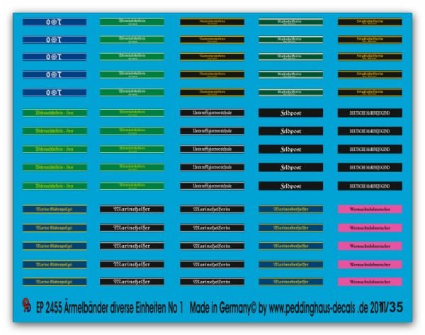 Peddinghaus-Decals 1:35  2455  Cuff titles of different Units No 1