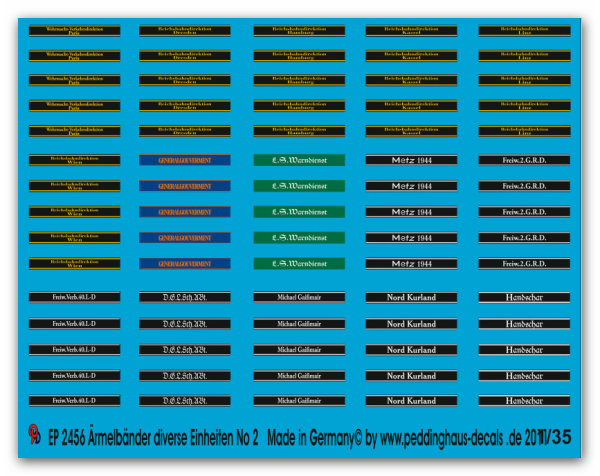Peddinghaus-Decals 1:35  2456  Cuff titles of different units No 2
