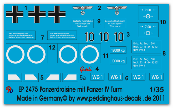 Peddinghaus-Decals 1:35 2475  Panzerdraisine mit Panzer IV Turm
