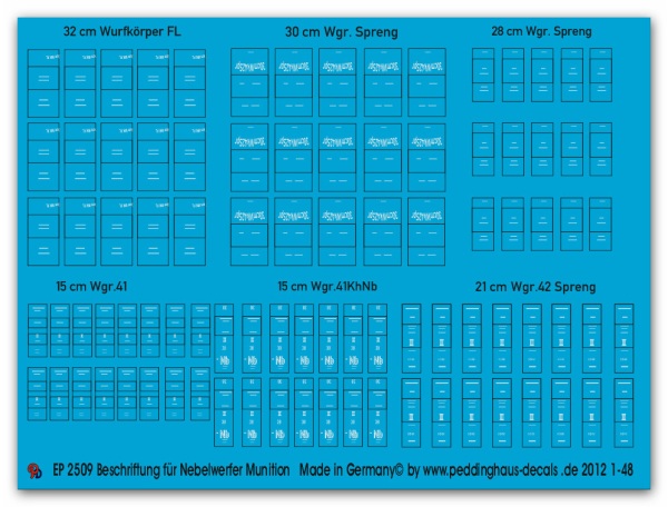 Peddinghaus-Decals 1:48 2509 Markings for Nebelwerfer ammo