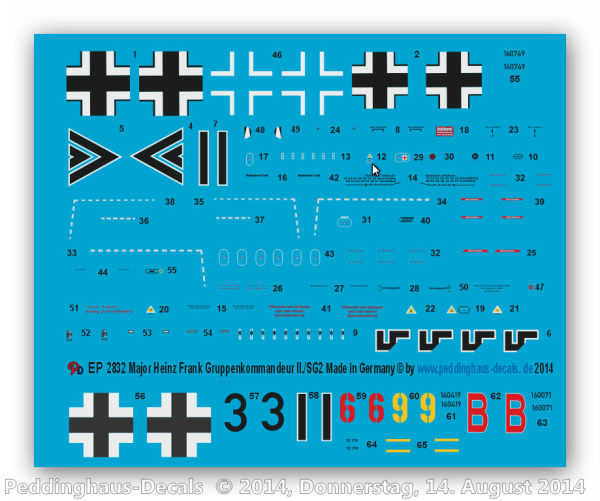 Peddinghaus-Decals 1/72  2832 Fw 190 G-3/R5 Major Heinz Frank