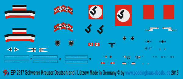 Peddinghaus-Decals 1:1250 2917 Beschriftungen für Kreuzer Lützow