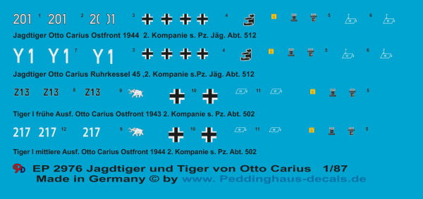Peddinghaus 1/87 2976 Jagdtiger and Tiger I of Otto Carius