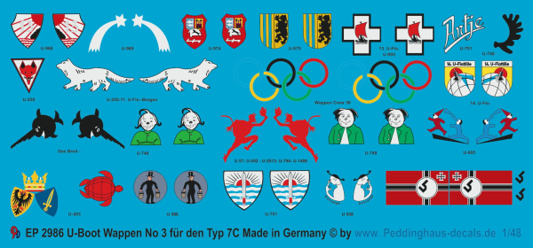 2986 U-Boot Wappen No 3 für U-Boot Typ 7C
