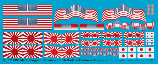 Peddinghaus 1/350 2993  Marineflaggen der USA und der Kaiserlichen Marine Japans