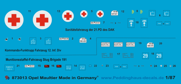 Peddinghaus 1/87 3013 Opel Blitz Maultier-Halftrack markings